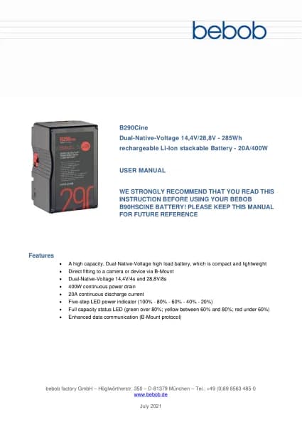Bebob B290Cine