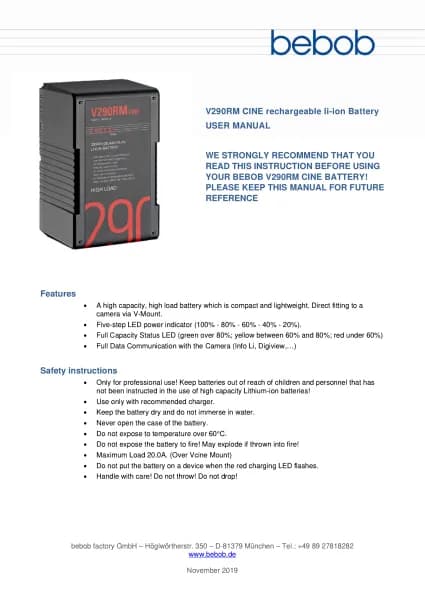 Bebob V290RM-CINE