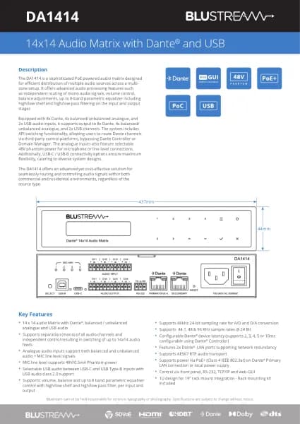 Blustream Dante DA1414