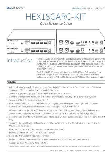 Blustream HDBaseT HEX18GARC-KIT