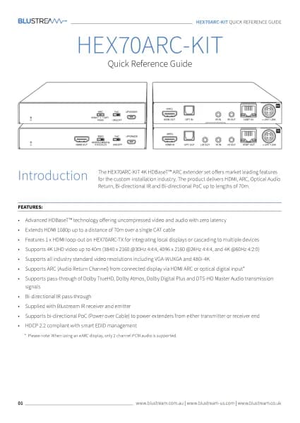 Blustream HDBaseT HEX70ARC-KIT