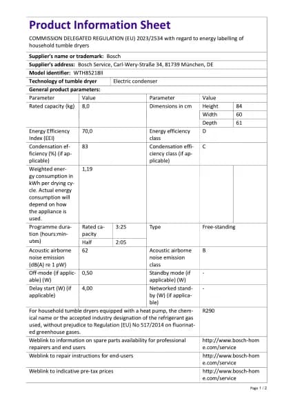 Bosch WTH85218II