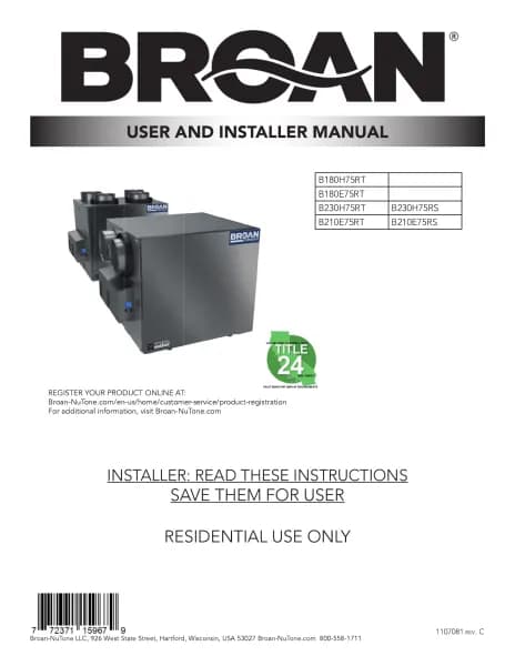 Broan B180E75RT