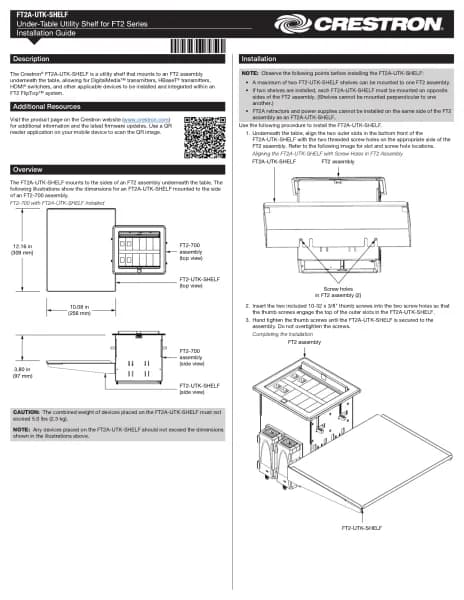 Crestron FT2A-UTK-SHELF