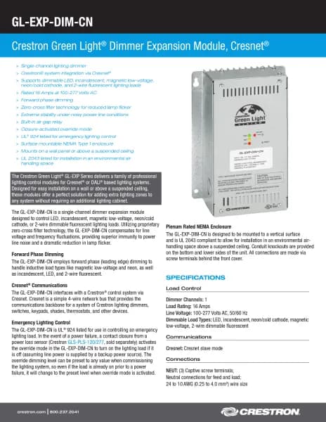 Crestron Green Light GL-EXP-DIM-CN