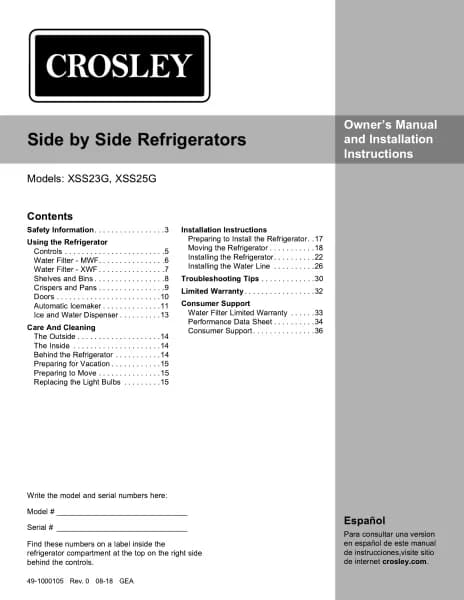 Crosley XSS25GSKW