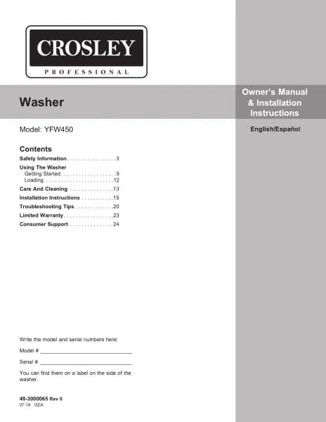 Crosley YFW450SPMDW