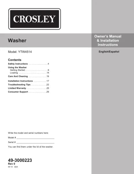 Crosley YTW4514PNDG