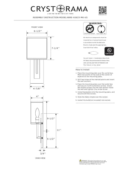 Crystorama Brent BRE-A3633-MK-VG