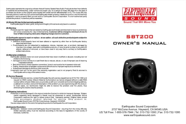 Earthquake Sound PR-SBT200