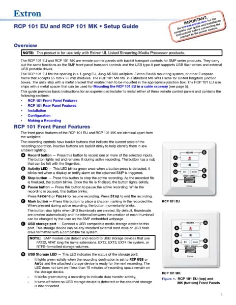 Extron RCP 101 Series