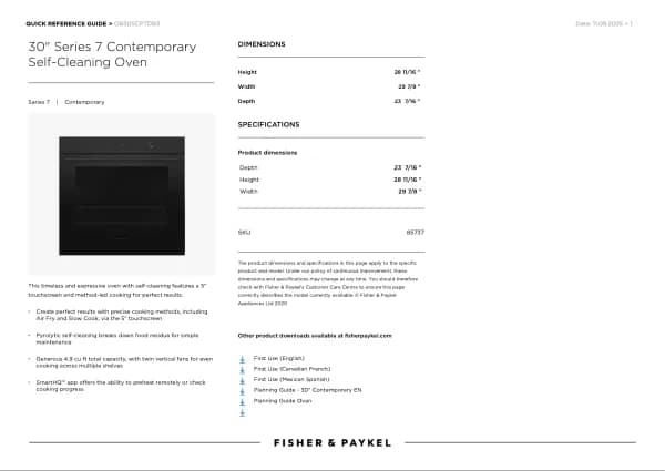 Fisher Paykel OB30SCPTDB3