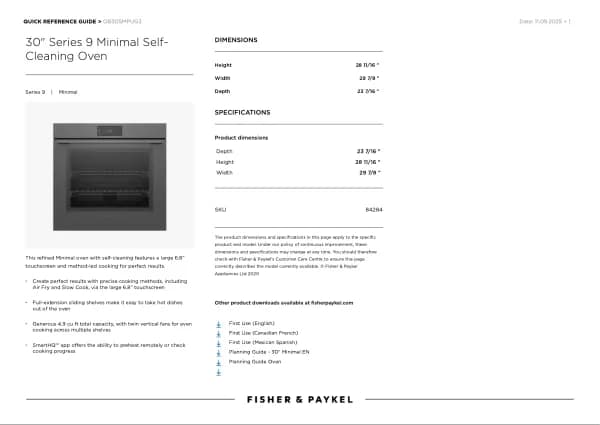 Fisher Paykel OB30SMPUG3