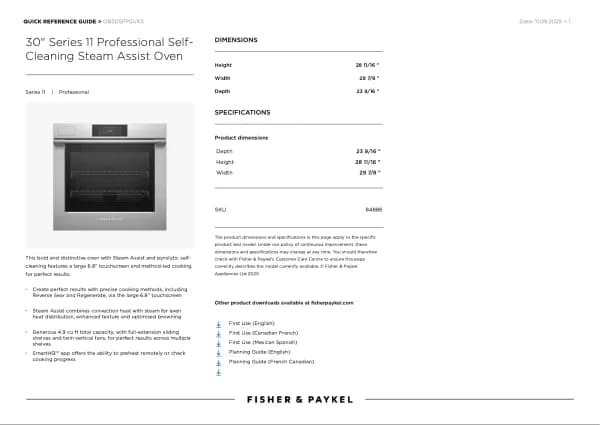 Fisher Paykel OB30SPPSUX3
