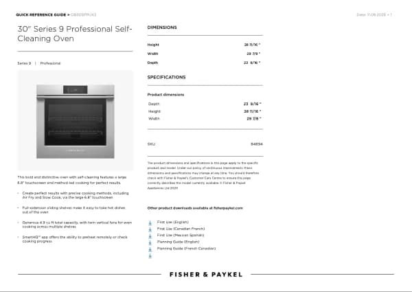 Fisher Paykel OB30SPPUX3