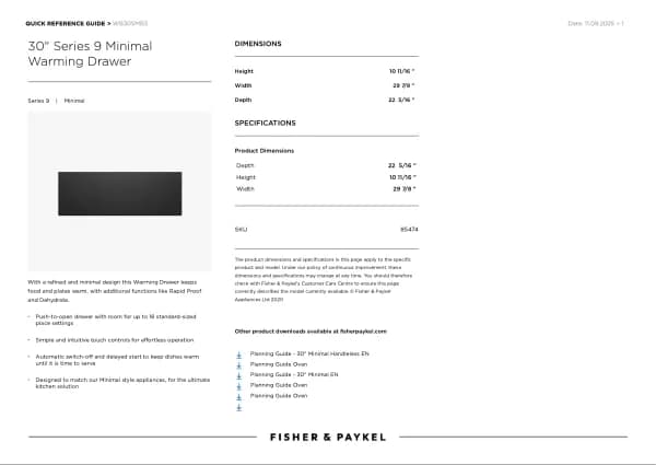 Fisher Paykel WB30SMB3