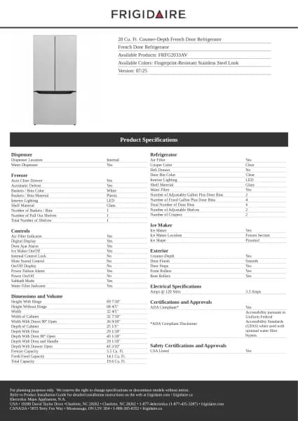 Frigidaire FRFG2033AV