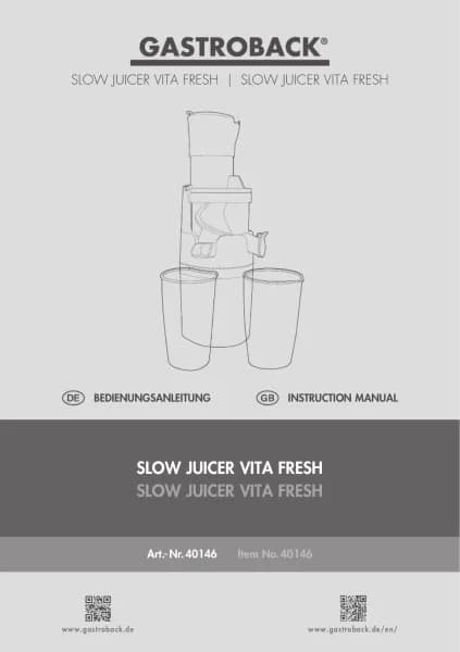 Gastroback Slow Juicer Vita Fresh 40146