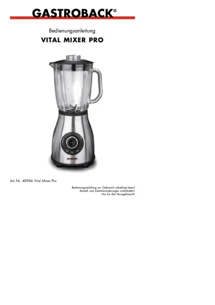 Gastroback Vital Mixer Pro 40986