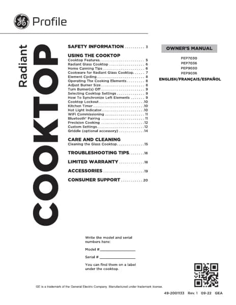 GE PEP7030DTBB