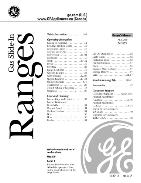 GE PGS908BEMBB