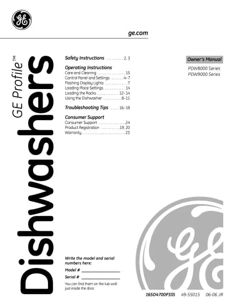 GE Profile PDW8500JBB