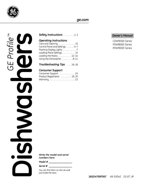 GE Profile PDW8600NWW