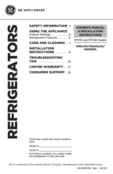 GE Profile PPV08R5YR