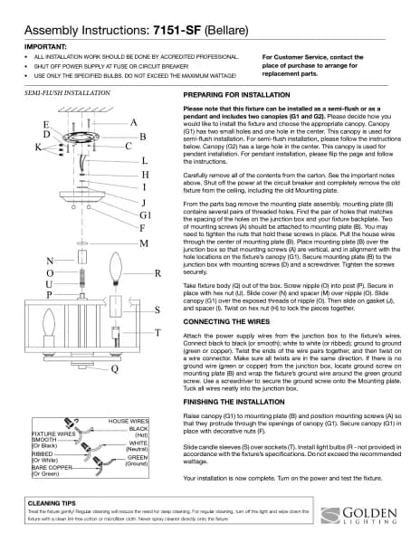 Golden Lighting Bellare 7151-SF
