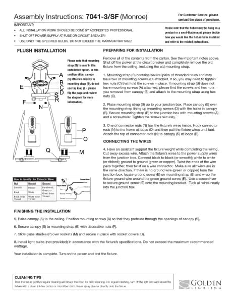 Golden Lighting Monroe 7041-SF