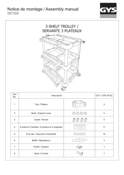 Gys 3-Shelf Trolley