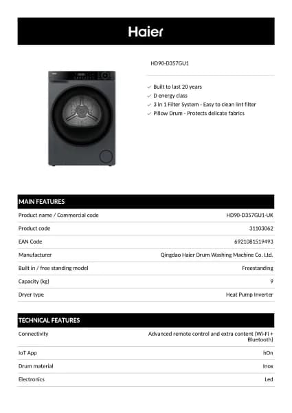 Haier HD90-D357GU1