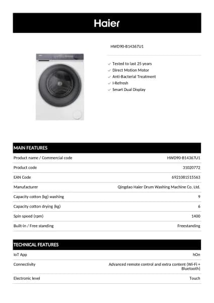 Haier HWD90-B14367U1