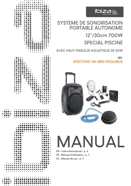 Ibiza Sound PORT12VHF-BK-MKII-POOLPACK