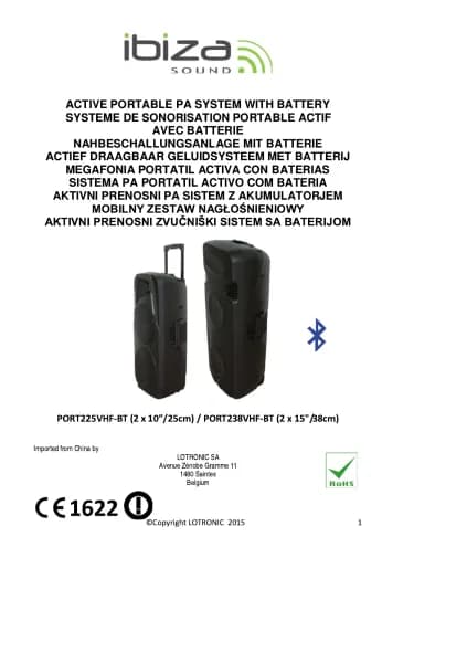 Ibiza Sound PORT225VHF-BT