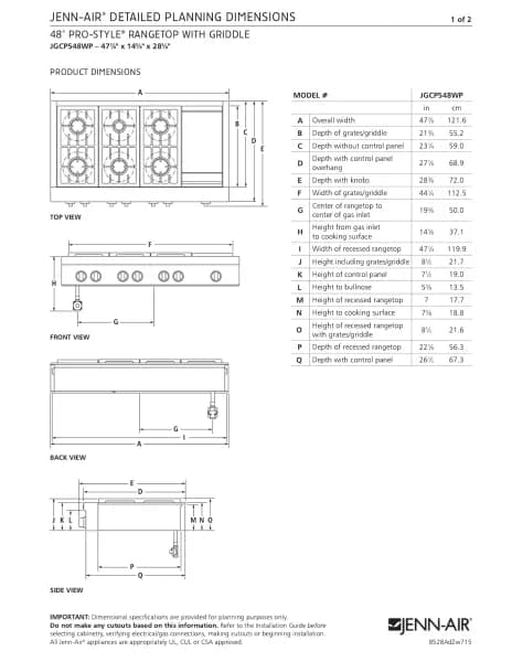 Jenn-Air JGCP548WP