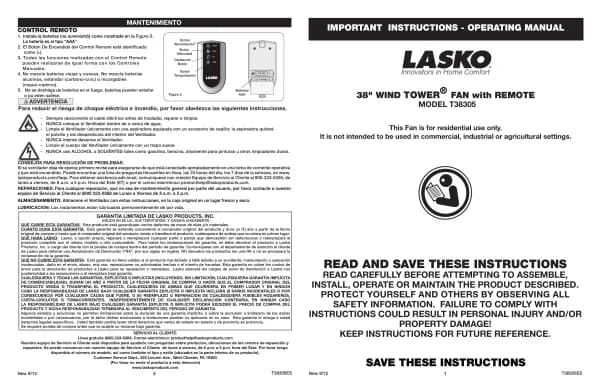 Lasko Wind Tower T38305