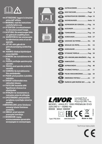 Lavor ASHLEY 1000 PREMIUM EVO