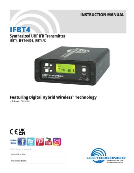 Lectrosonics IFBT4-VHF