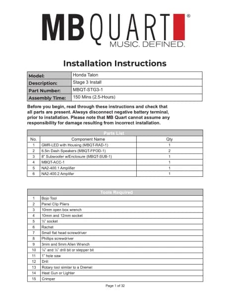 MB Quart MBQT-STG3-1