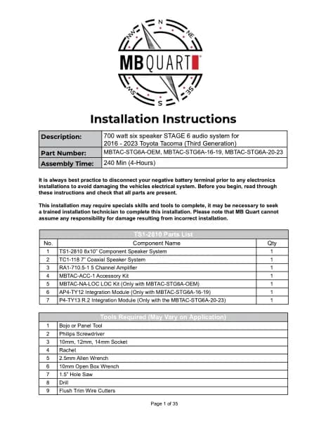 MB Quart MBTAC-STG6A-20-23