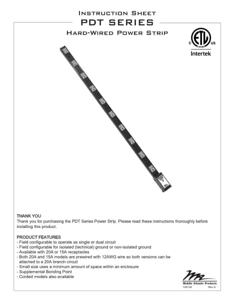 Middle Atlantic PDT-1020C