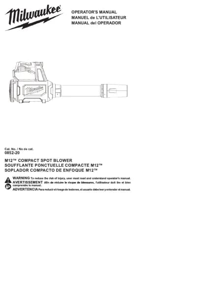 Milwaukee M12 0852-20