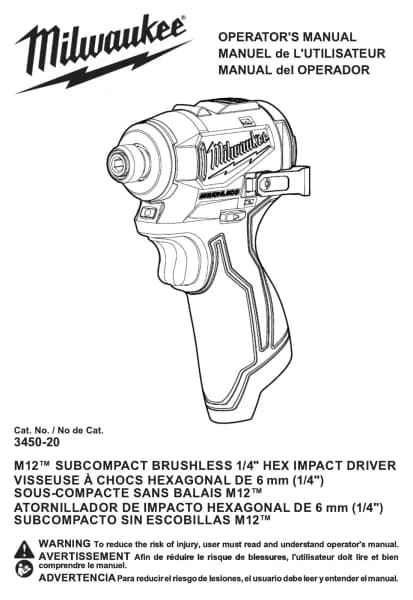 Milwaukee M12 3450-20