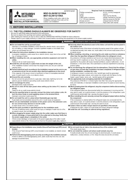 Mitsubishi MSY-GL18NA-U1