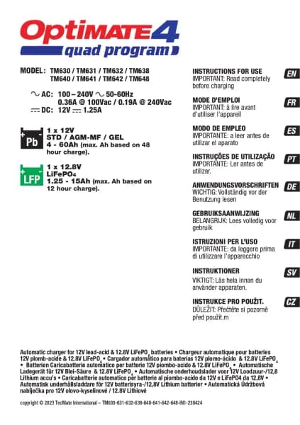 Optimate 4 Quad Program