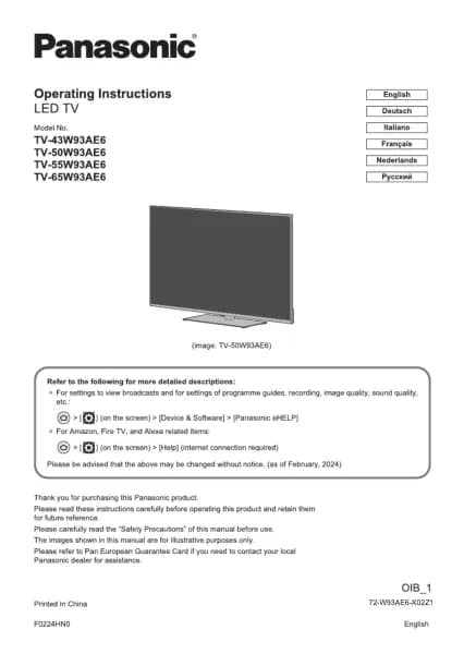 Panasonic TV-50W93AE6
