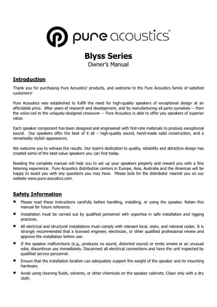 Pure Acoustics Blyss 603T