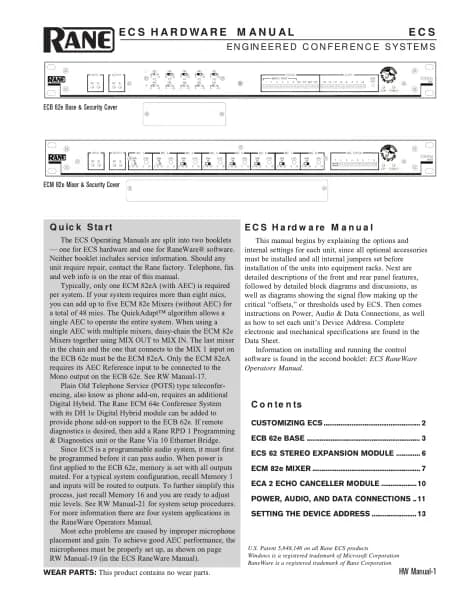 Rane ECS Hardware