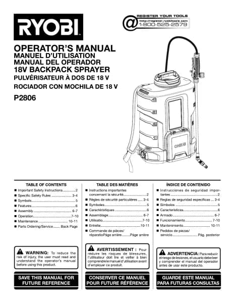 Ryobi One+ P2860